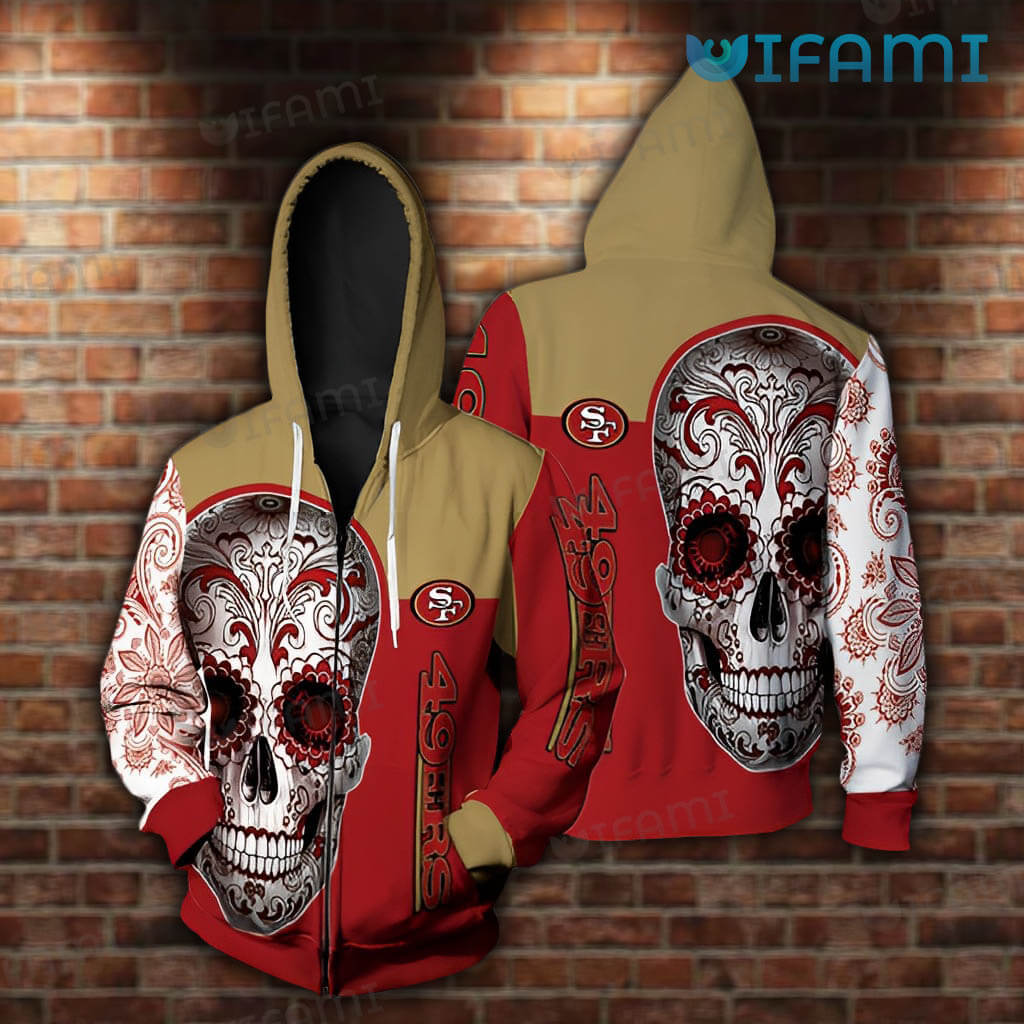 49ers Skull Hoodie 3D Sugar Skull San Francisco 49ers Gift - Personalized  Gifts: Family, Sports, Occasions, Trending