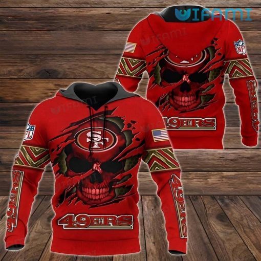 49ers Skull Hoodie 3D Tearing Skull San Francisco 49ers Gift