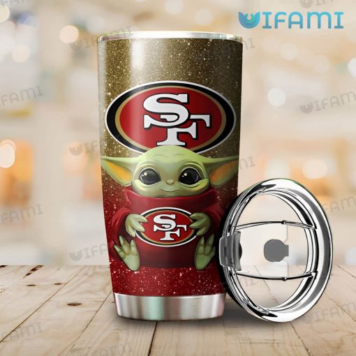 49ers Tumbler Baby Yoda Hugging Logo San Francisco 49ers Gift