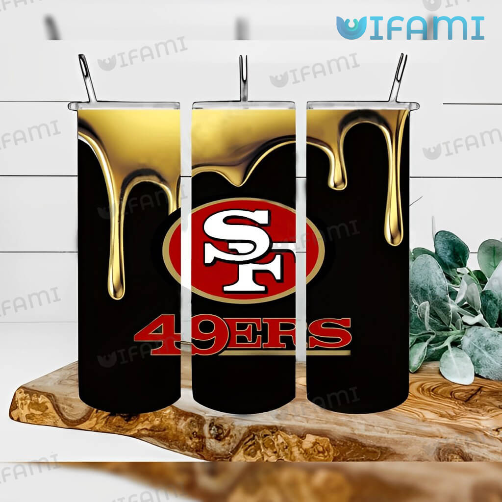 Perfect 49ers Black Gold Drip Tumbler San Francisco 49ers Gift