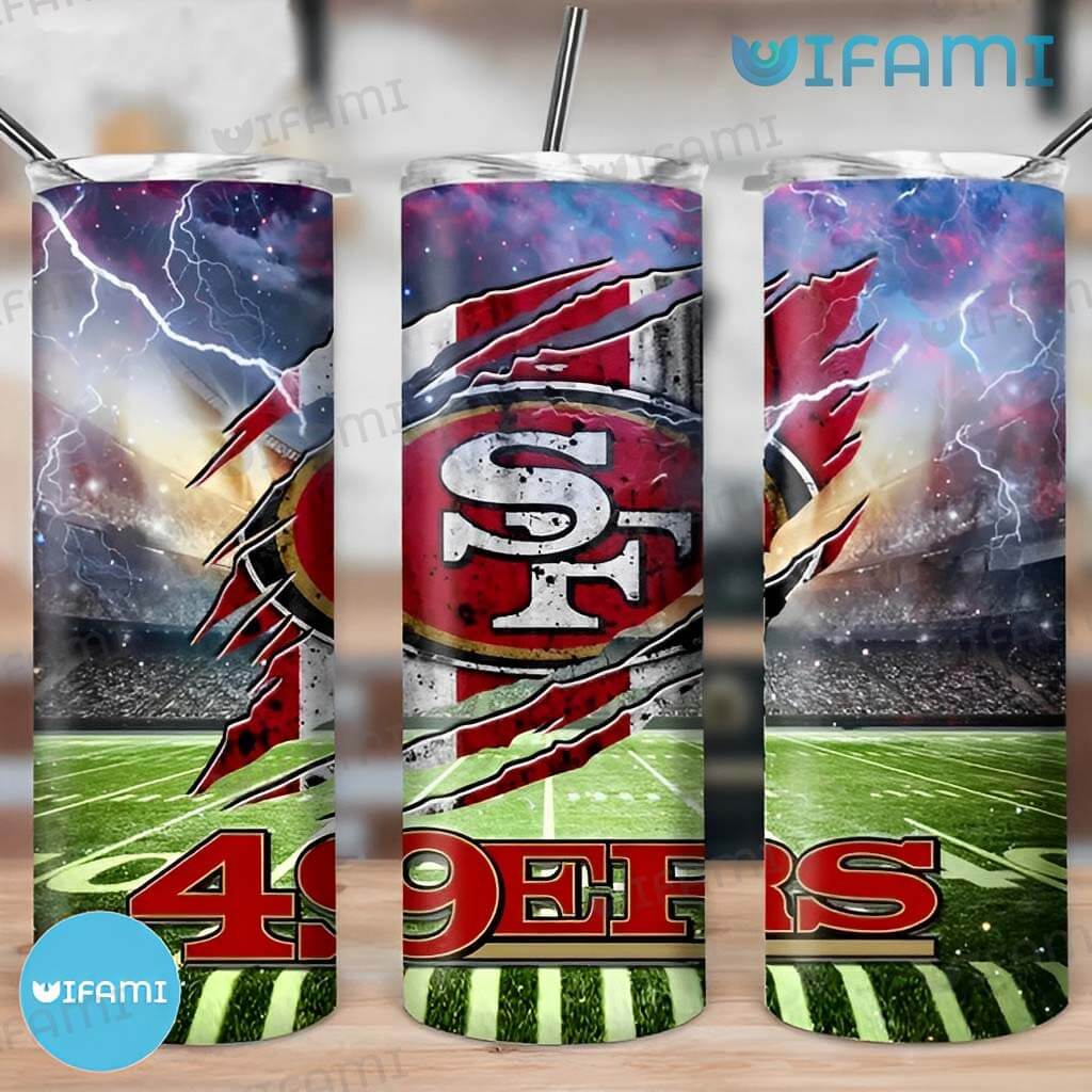 Perfect 49ers Thunder Ripped Logo Tumbler San Francisco 49ers Gift