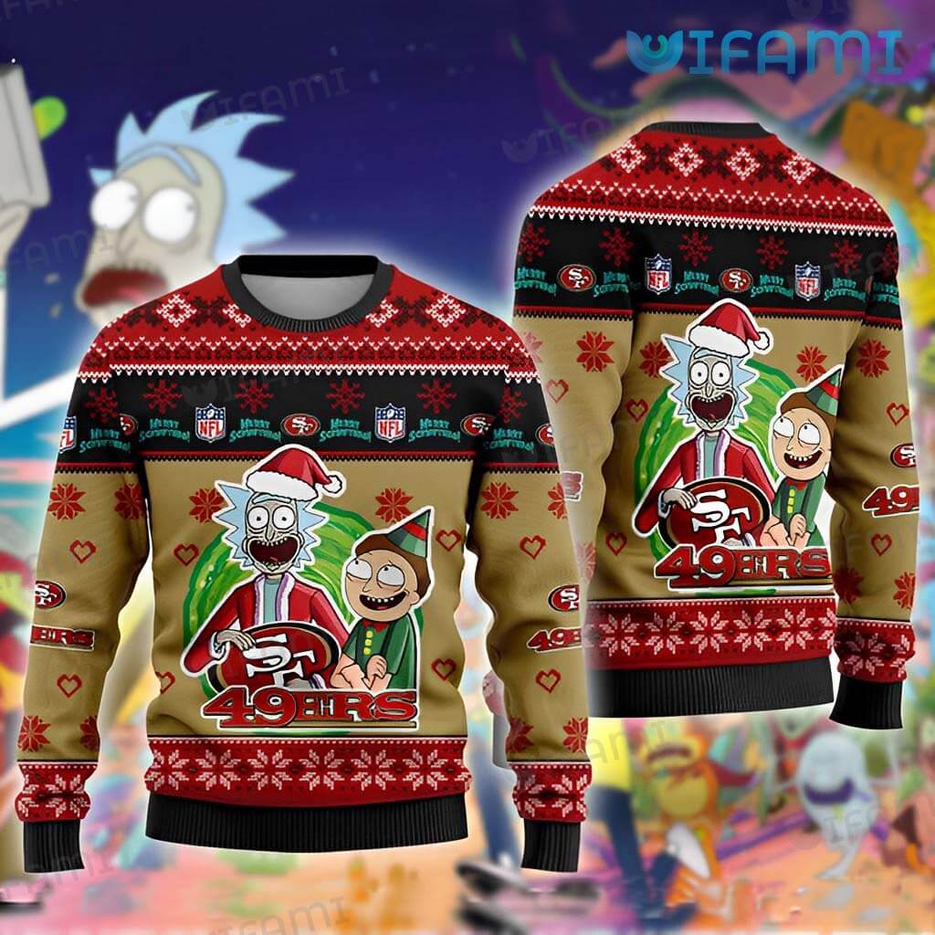 Cozy 49ers Ugly Christmas Rick And Morty Sweater San Francisco 49ers Gift