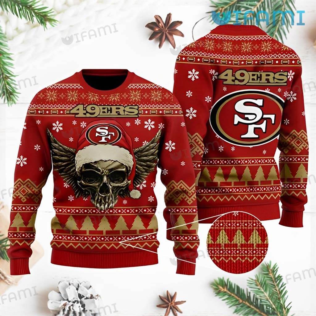 Perfect 49ers Ugly Christmas Skull Wings Sweater San Francisco 49ers Gift