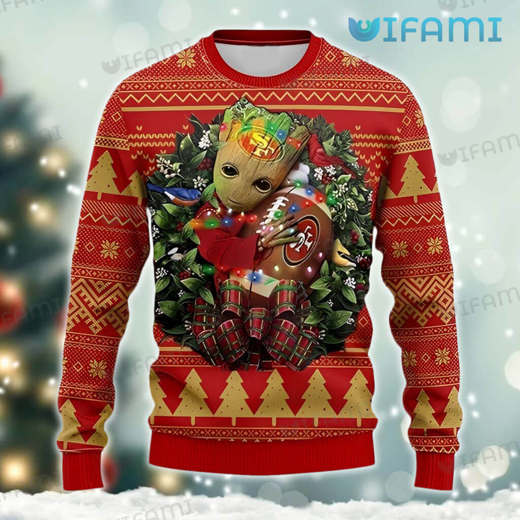 Awesome 49ers Ugly Baby Groot Wreath Sweater San Francisco 49ers Gift