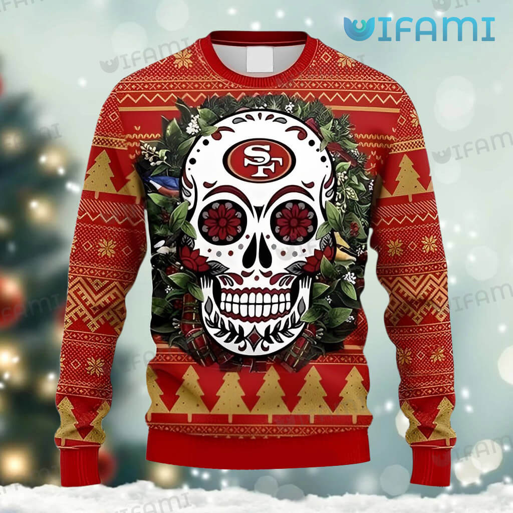 49ers Ugly Sweater Floral Skull San Francisco 49ers Gift