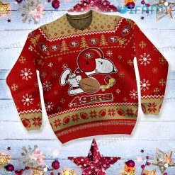 49ers Ugly Sweater Snoopy Woodstock San Francisco 49ers Present Front