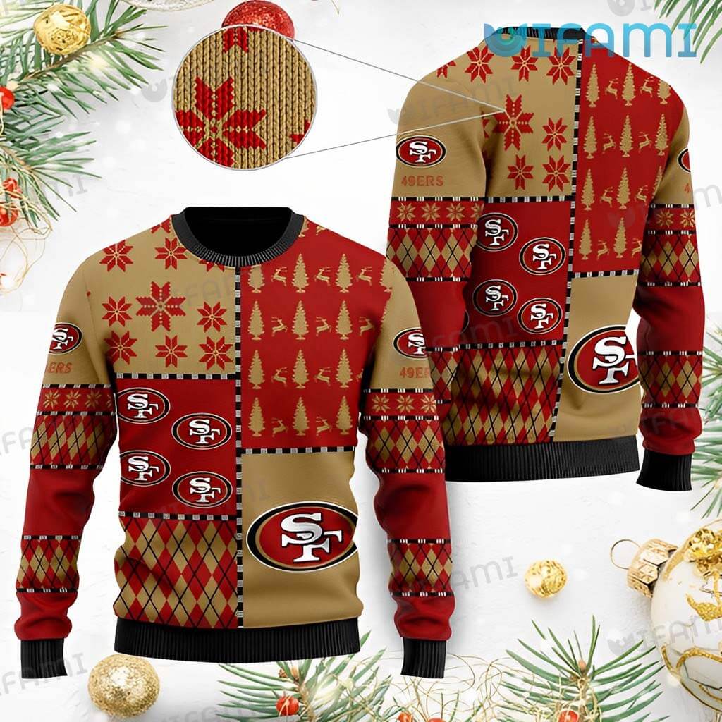 Unique 49ers Ugly Snowflake Logo Pattern Sweater San Francisco 49ers Gift