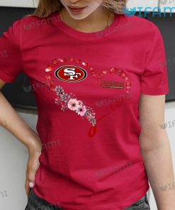 49ers Womens Shirt Butterfly Flower Heart San Francisco 49ers Gift