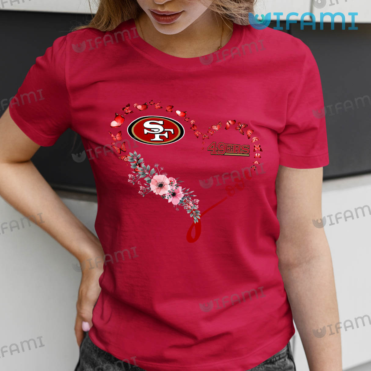 49ers Womens Shirt Butterfly Flower Heart San Francisco 49ers Gift -  Personalized Gifts: Family, Sports, Occasions, Trending