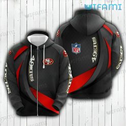 49ers Zip Up Hoodie 3D Grey Cross Pattern San Francisco 49ers Gift