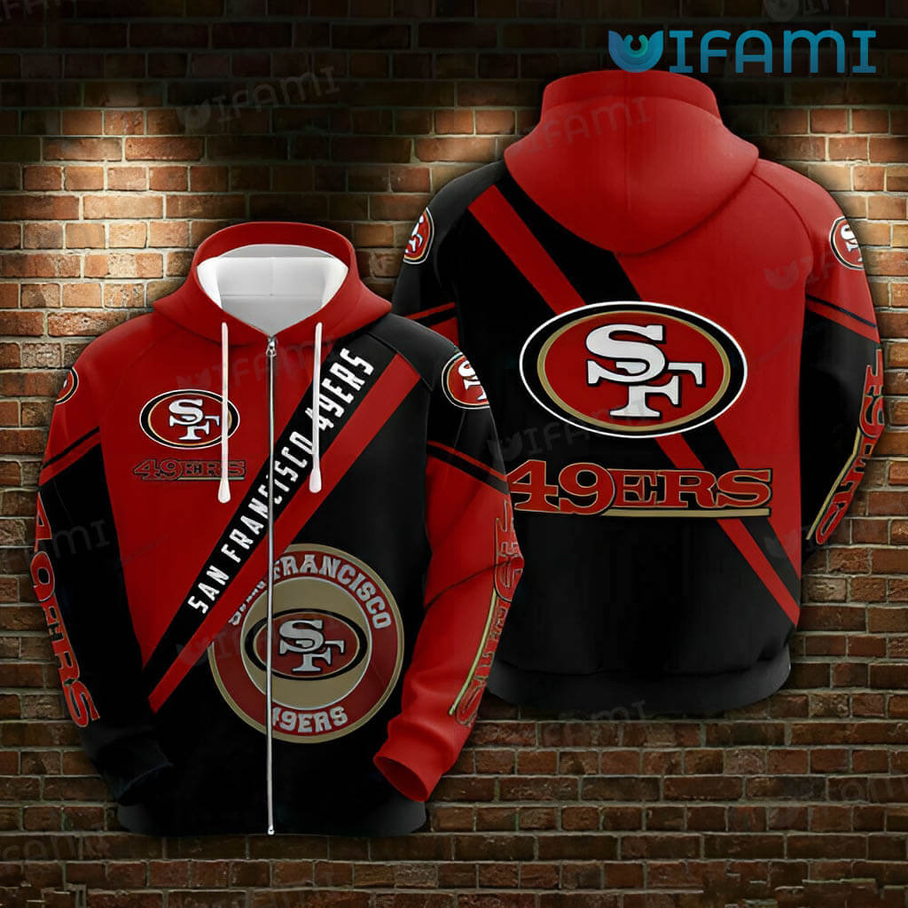 Cool 49ers Logo Zip Up Hoodie 3D  San Francisco 49ers Gift