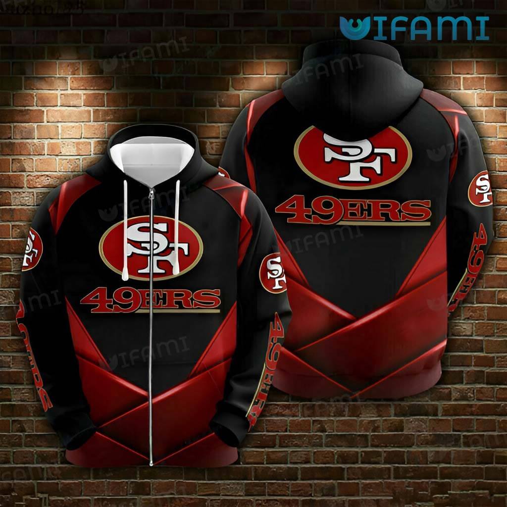 Original 49ers Red And Black  Zip Up Hoodie 3D San Francisco 49ers Gift