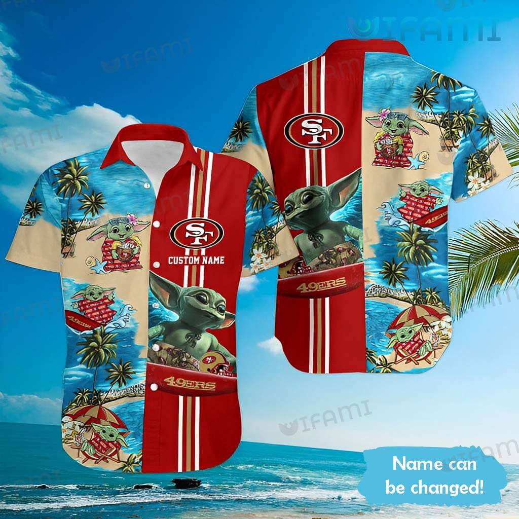 Colorful Personalized Baby Yoda 49ers Hawaiian Shirt San Francisco 49ers Gift