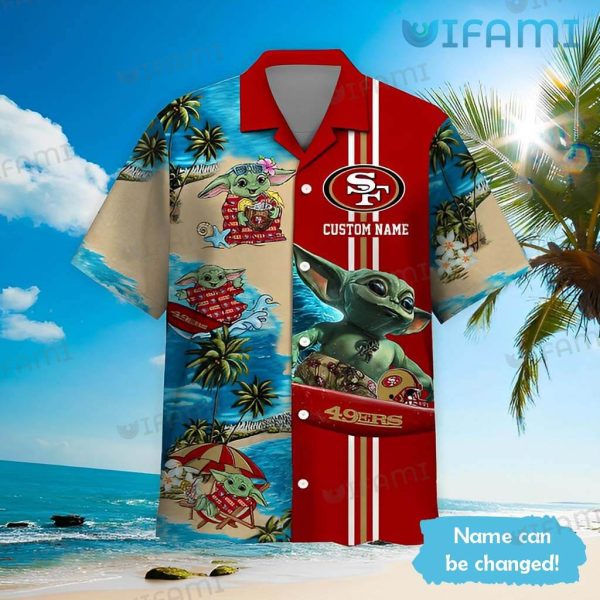 Baby Yoda 49ers Hawaiian Shirt Personalized San Francisco 49ers Gift