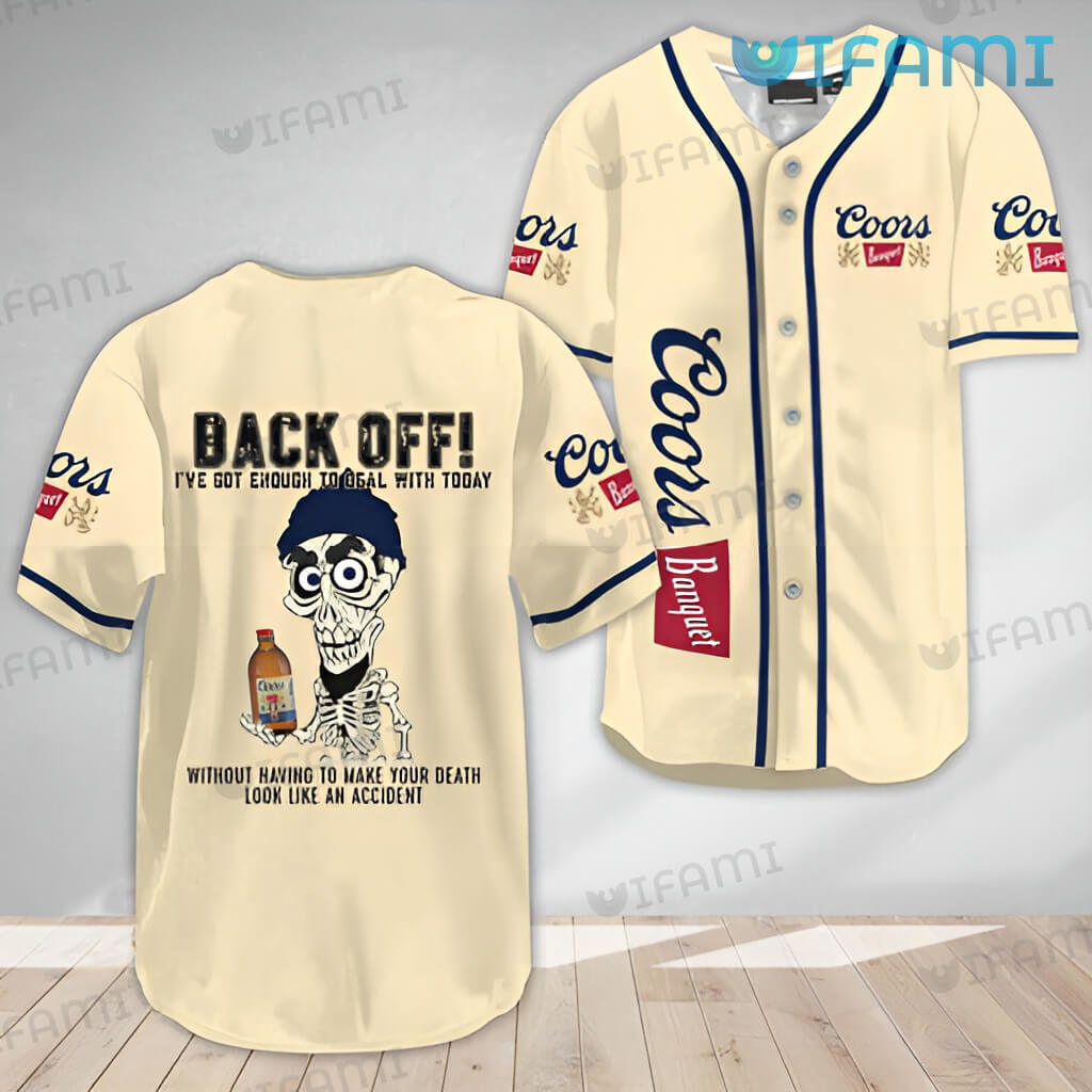 Adorable Beige Coors Banquet Achmed Back Off Baseball Jersey Gift For Beer Lovers