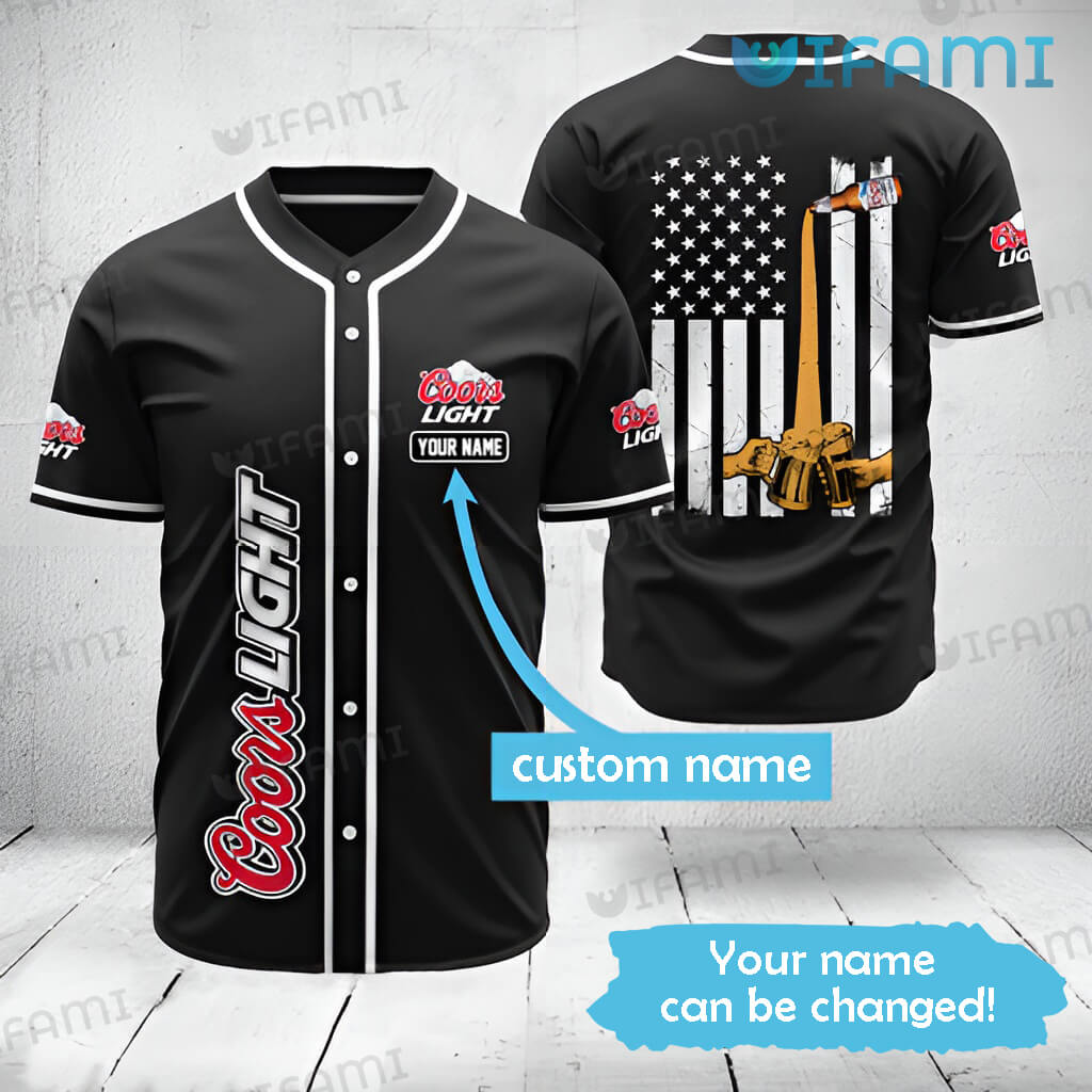 Special Custom Name Black Coors Baseball Jersey USA Flag Beer Lovers Gift
