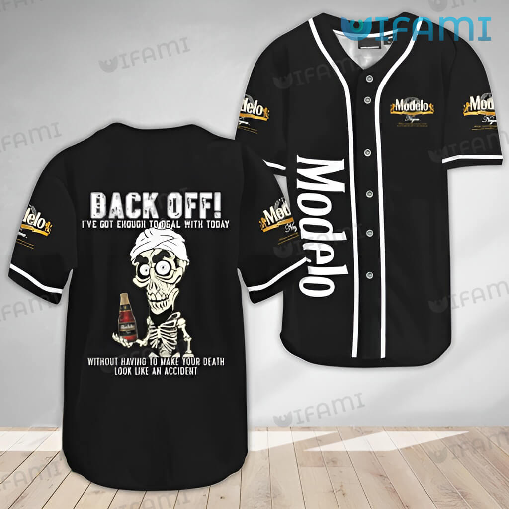 Great Black Modelo Achmed Back Off Baseball Jersey Gift For Beer Lovers