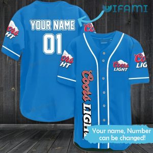 Blue Coors Light Baseball Jersey Custom Name Number Gift For Beer Lovers