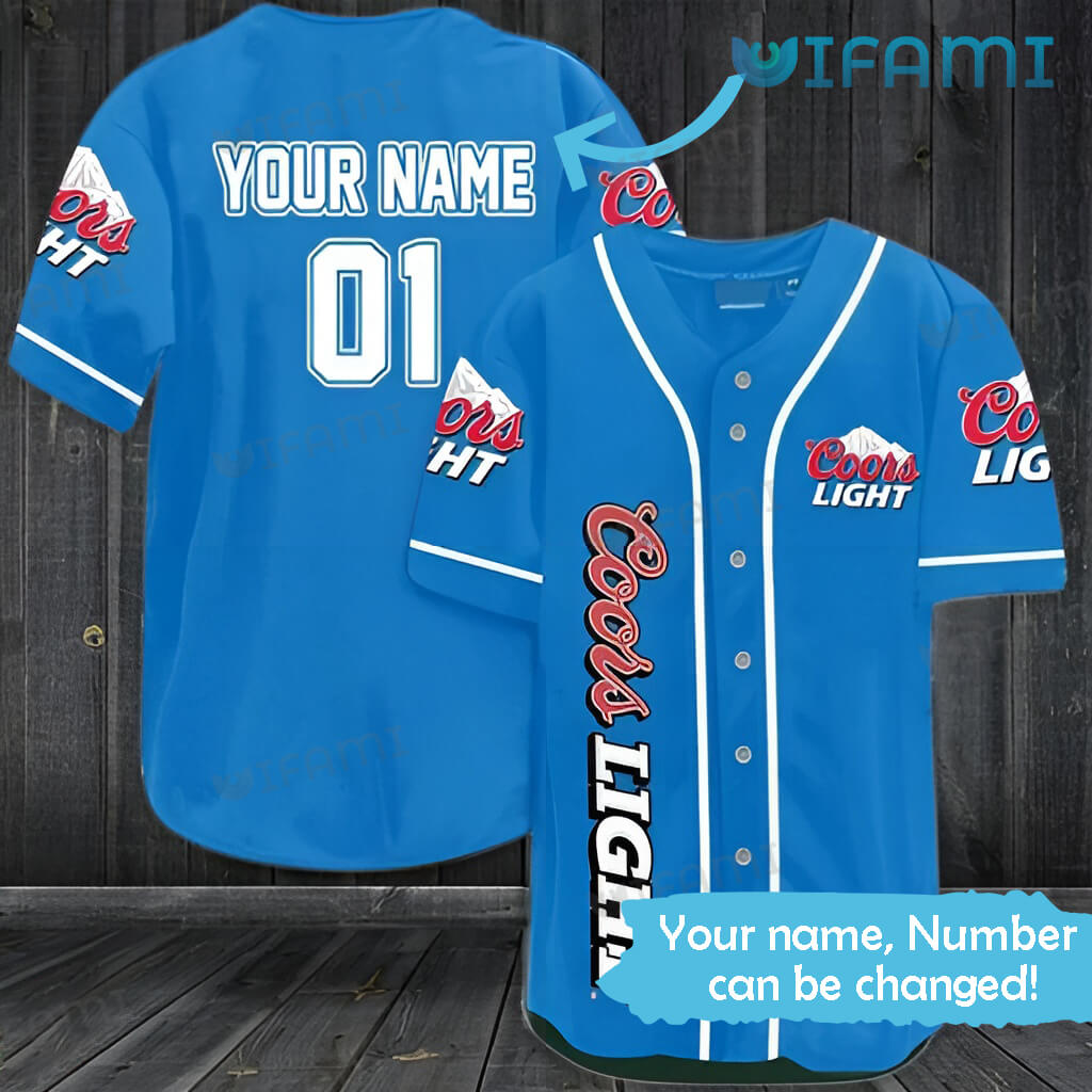 Vintage Custom Name Number Blue Coors Light Baseball Jersey Gift For Beer Lovers