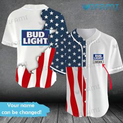 Bud Light Baseball Jersey USA Flag Custom Name Beer Lovers Gift