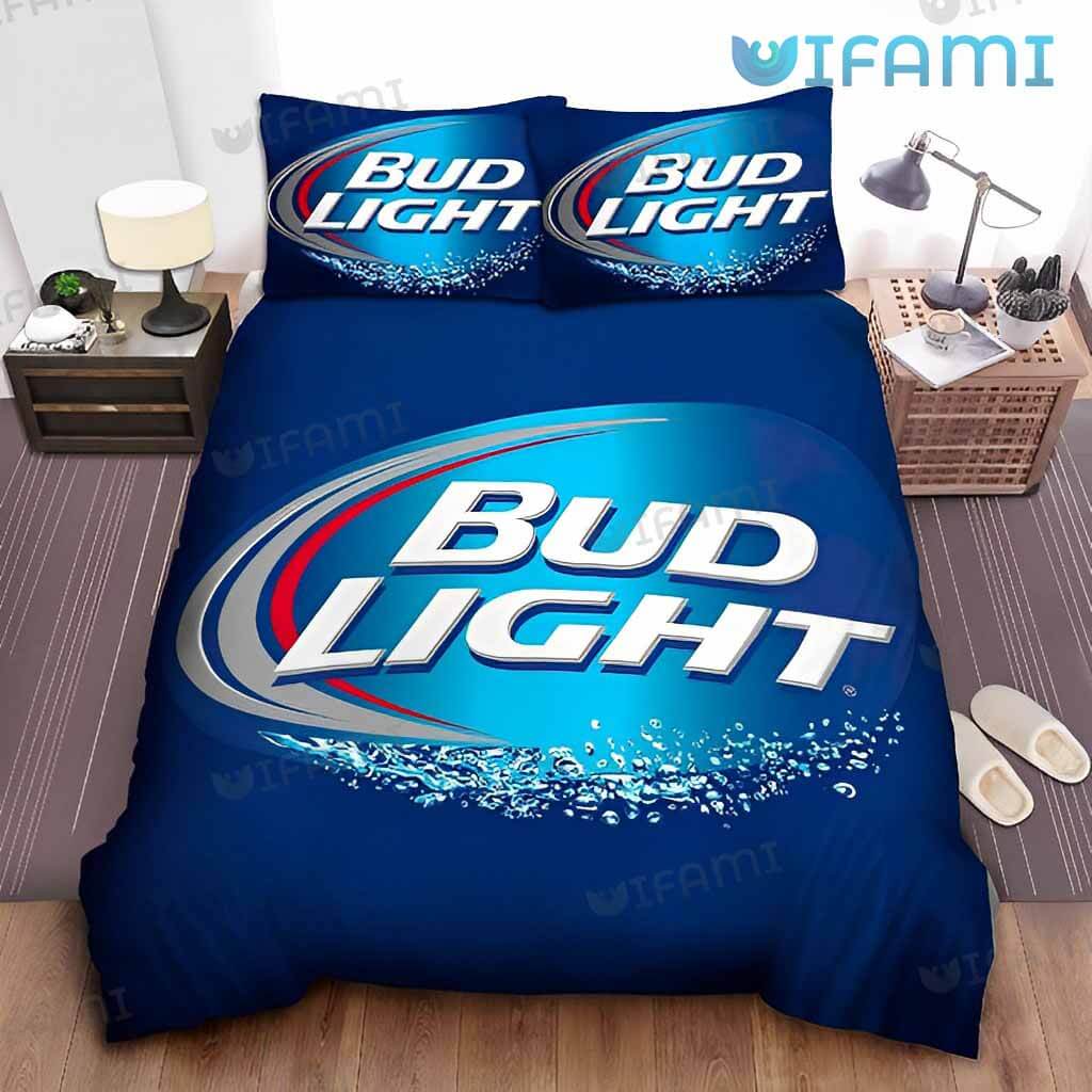 Special Bud Light Logo Water Effect Bedding Set  Gift For Beer Lovers