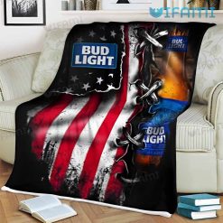 Bud Light Blanket American Flag Beer Lovers Gift