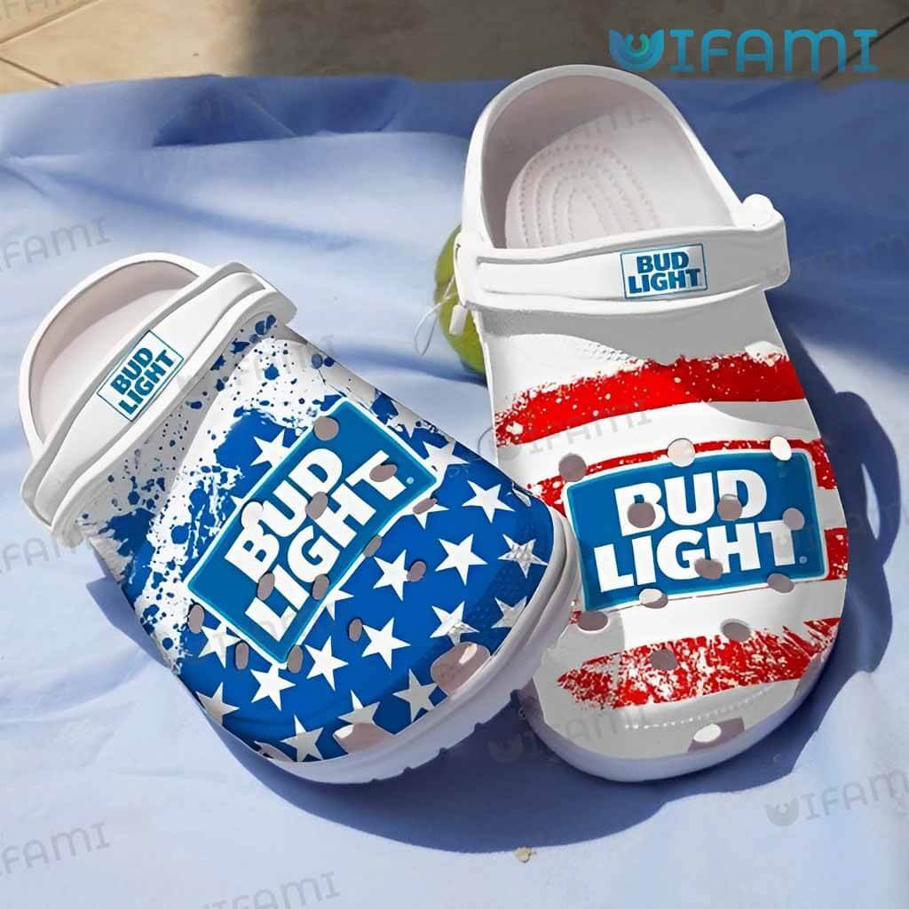 Classic Bud Light American Flag Crocs Gift For Beer Lovers