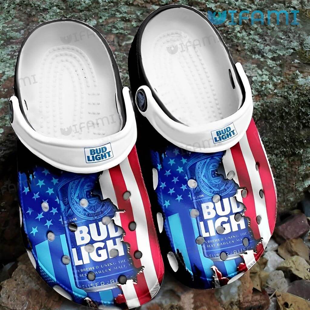 Great Bud Light US Flag Crocs Gift For Beer Lovers
