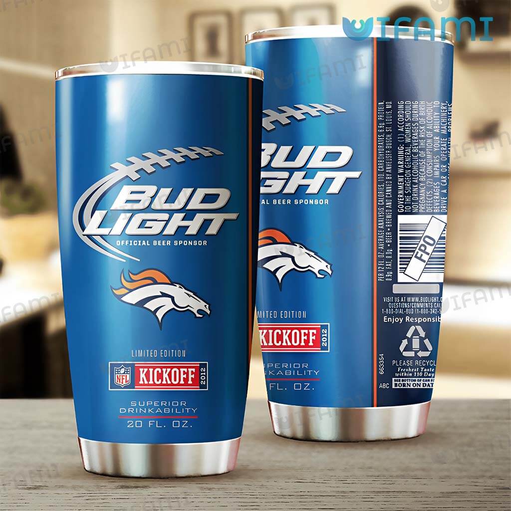 Blue Bud Light Denver Broncos Tumbler Gift For Beer Lovers