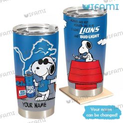 Bud Light Detroit Lions Tumbler Snoopy Custom Name Present For Beer Lovers