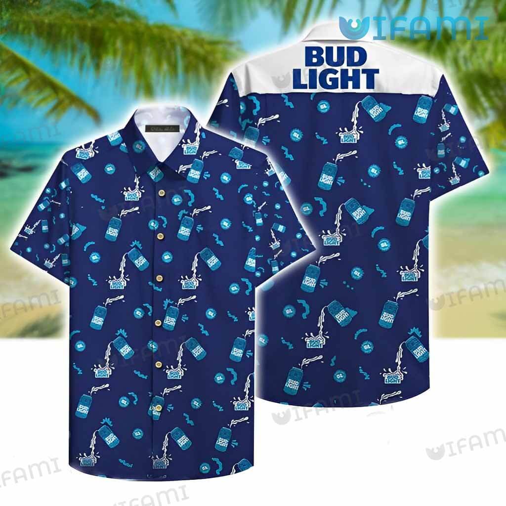 Unique Bud Light Beer Cans Pattern Hawaiian Shirt Beer Lovers Gift