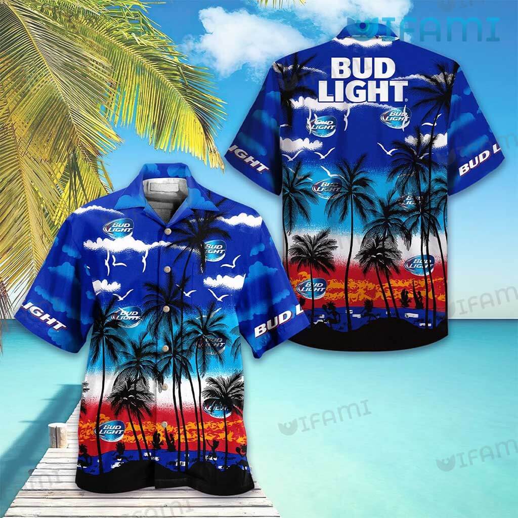 Cool Bud Light Coconut Tree Hawaiian Shirt Beer Lovers Gift