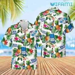 Bud Light Hawaiian Shirt Pineapple Flower Beer Lovers Gift