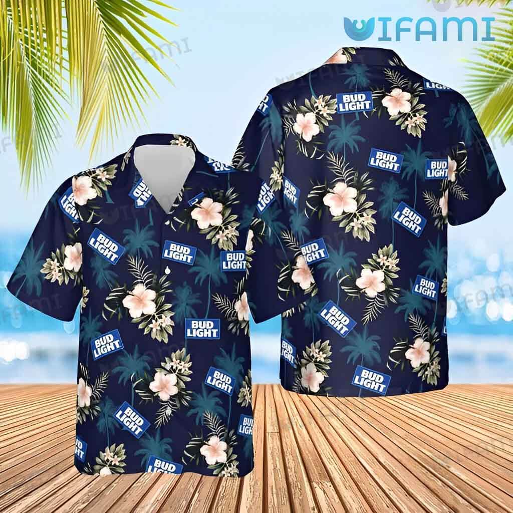 Perfect Bud Light Tropical Hibiscus Hawaiian Shirt Beer Lovers Gift