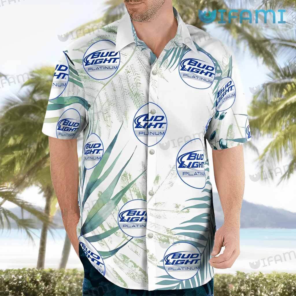 Vintage Bud Light Tropical Leaves Hawaiian Shirt Beer Lovers Gift