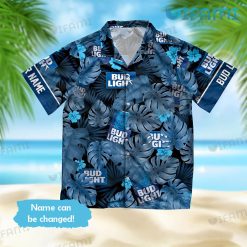 Bud Light Hawaiian Shirt Tropical Leaves Custom Name Beer Lovers Present Fron