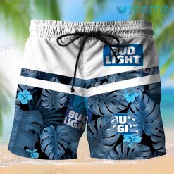 Bud Light Hawaiian Shirt Tropical Leaves Custom Name Beer Lovers Short