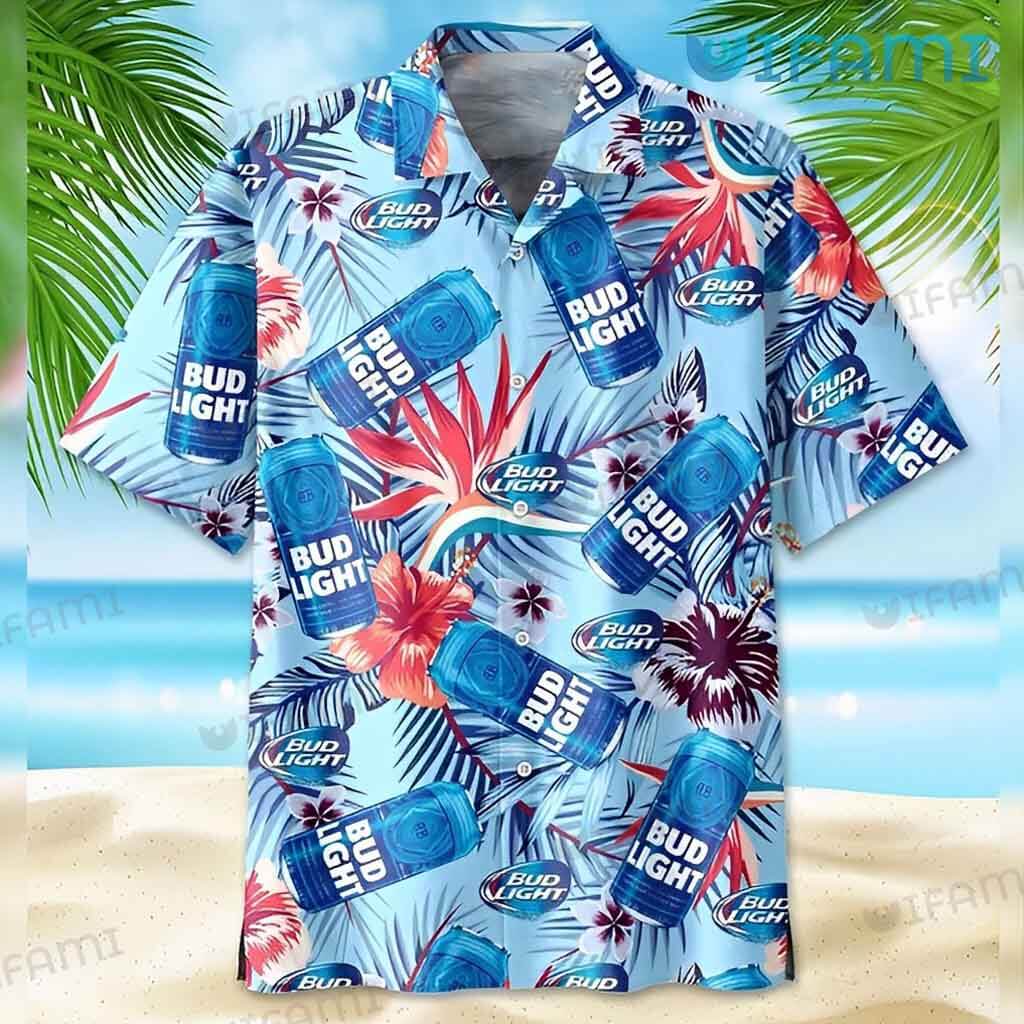 Awesome Bud Light Hawaiian Tropical Hibiscus Shirt Beer Lovers Gift