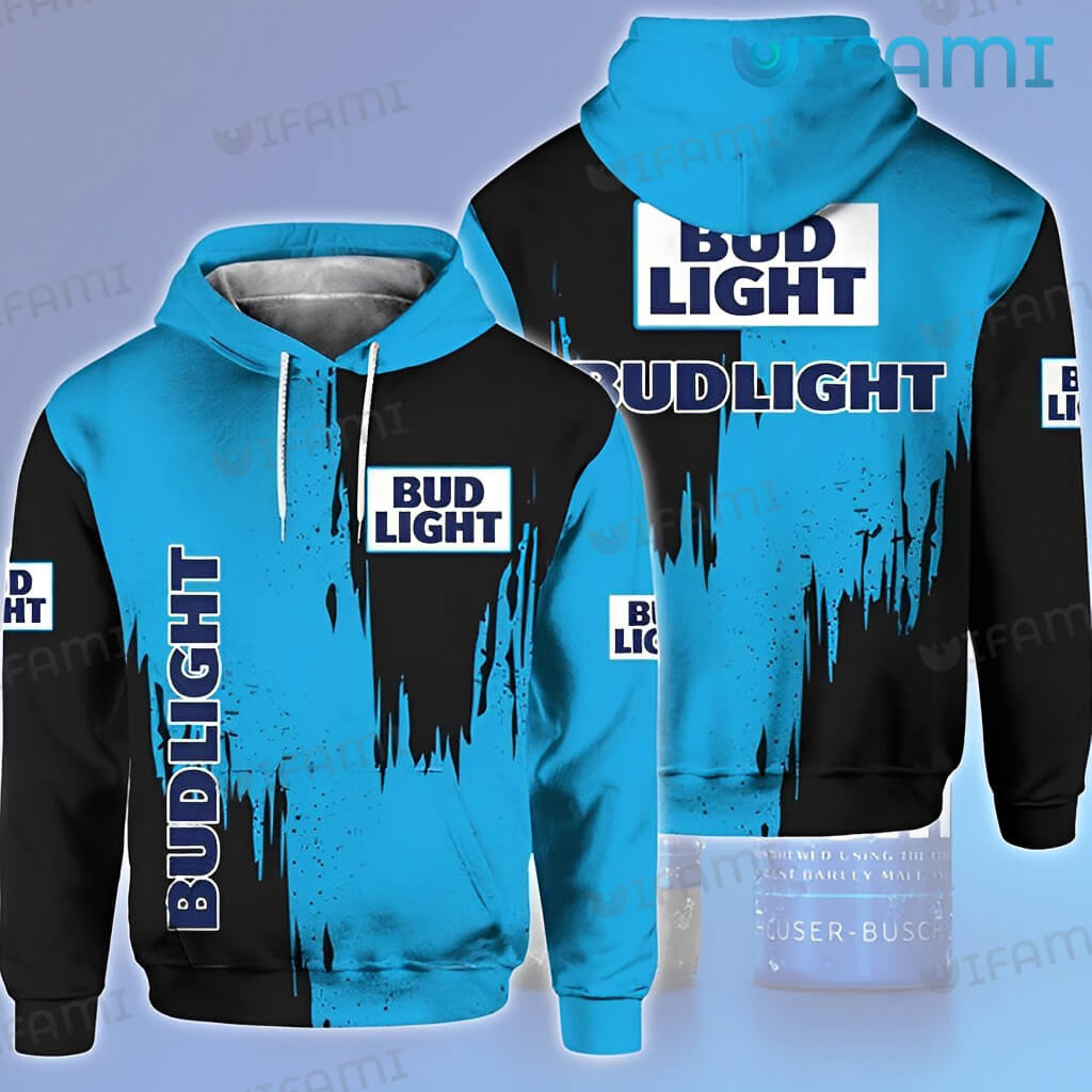 Unique Bud Light 3D Black And Blue Hoodie Beer Lovers Gift