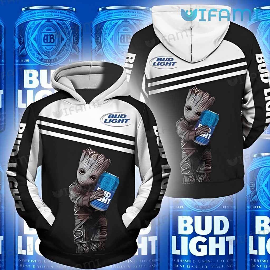 Original Bud Light 3D Groot Hugging Can Hoodie Beer Lovers Gift