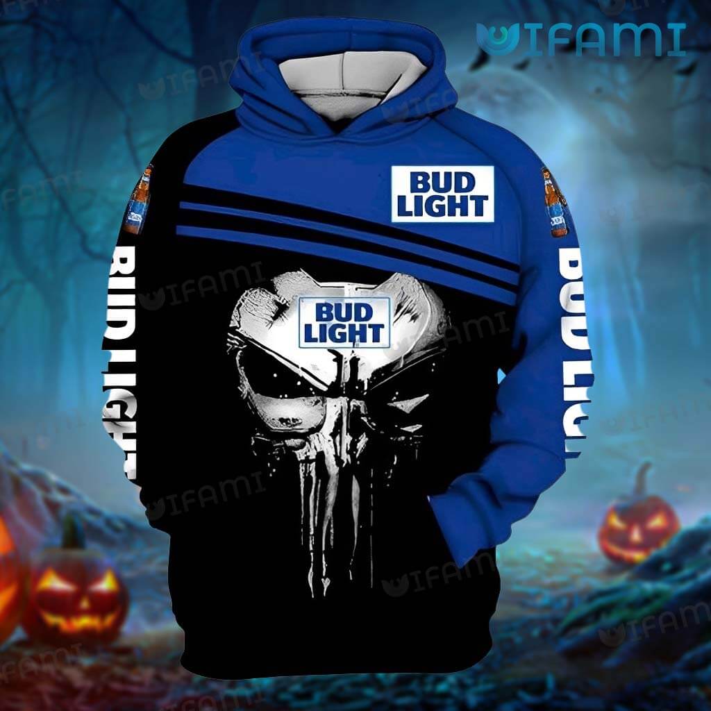 Special Bud Light  3D Punisher Skull Hoodie Gift For Beer Lovers