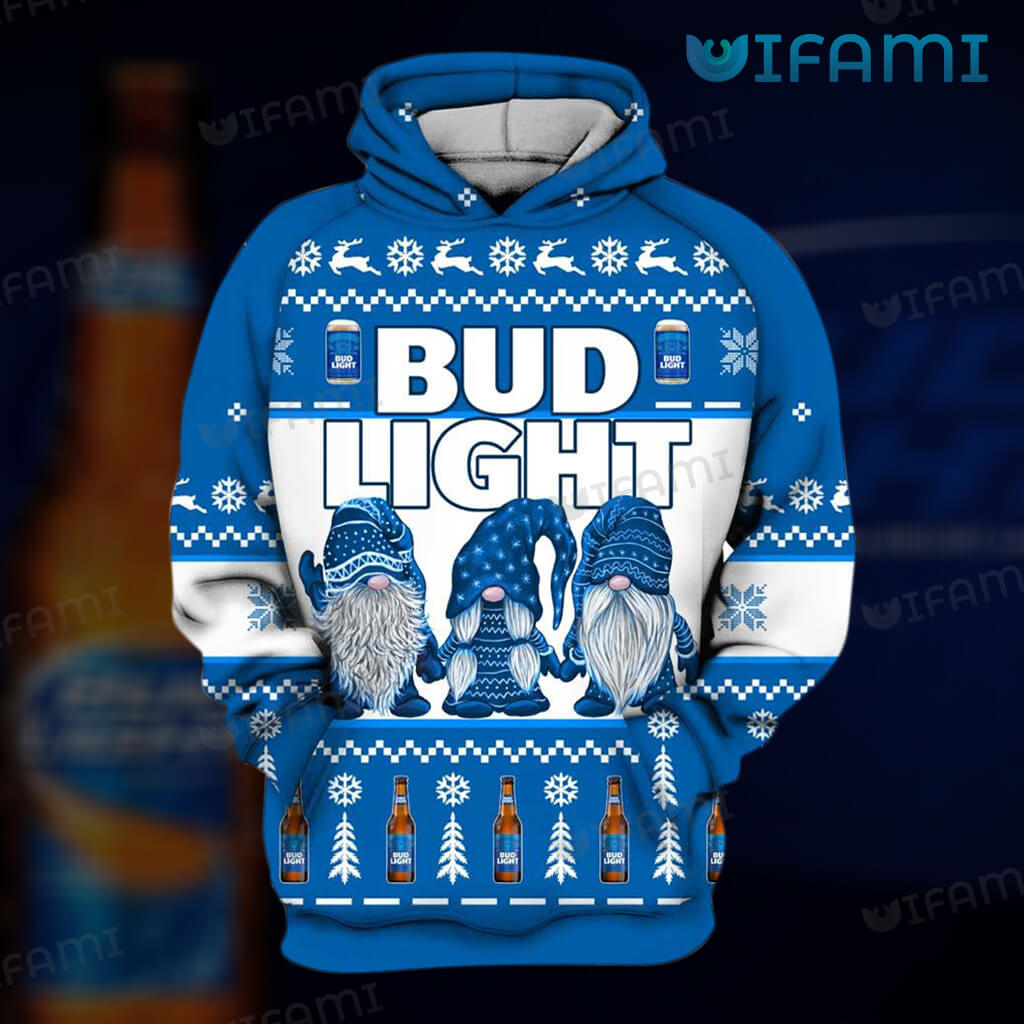Classic Bud Light 3D Three Nordic Gnomes Hoodie Beer Lovers Gift