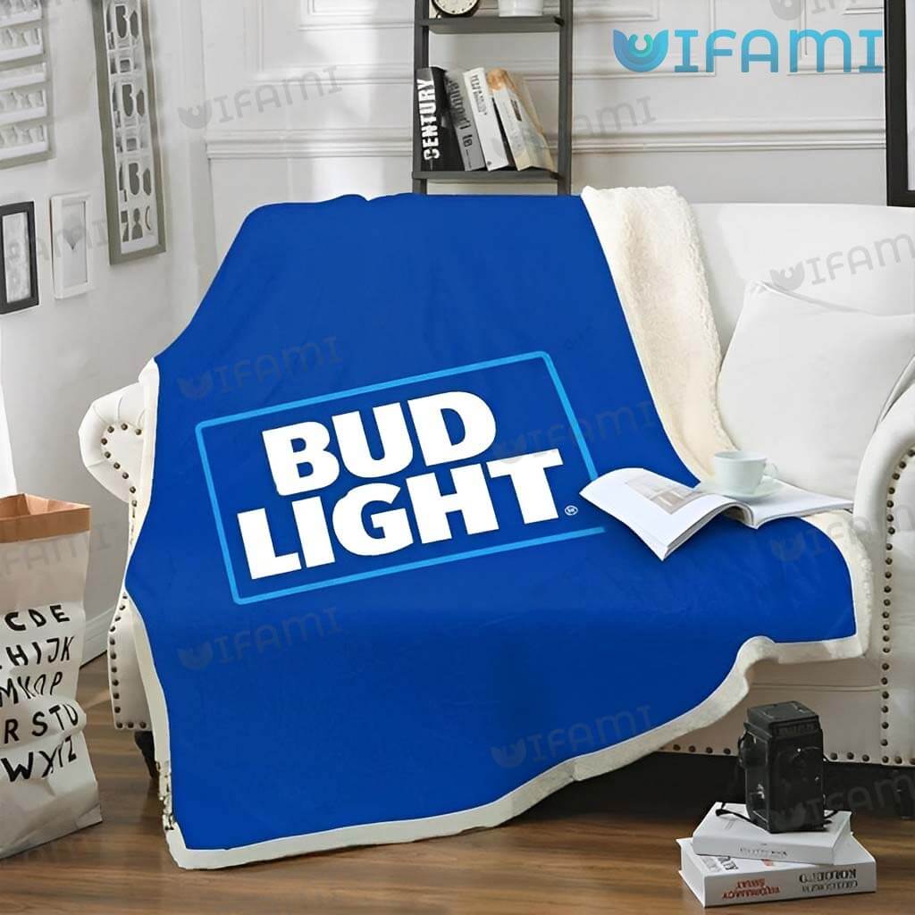 Blue Bud Light Logo Blanket Gift For Beer Lovers