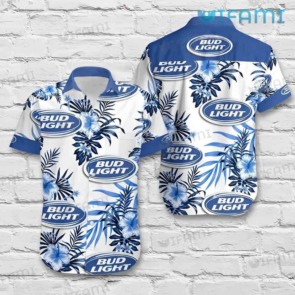 Classic Bud Light Tropical Floral Hibiscus  Hawaiian Shirt Beer Lovers Gift