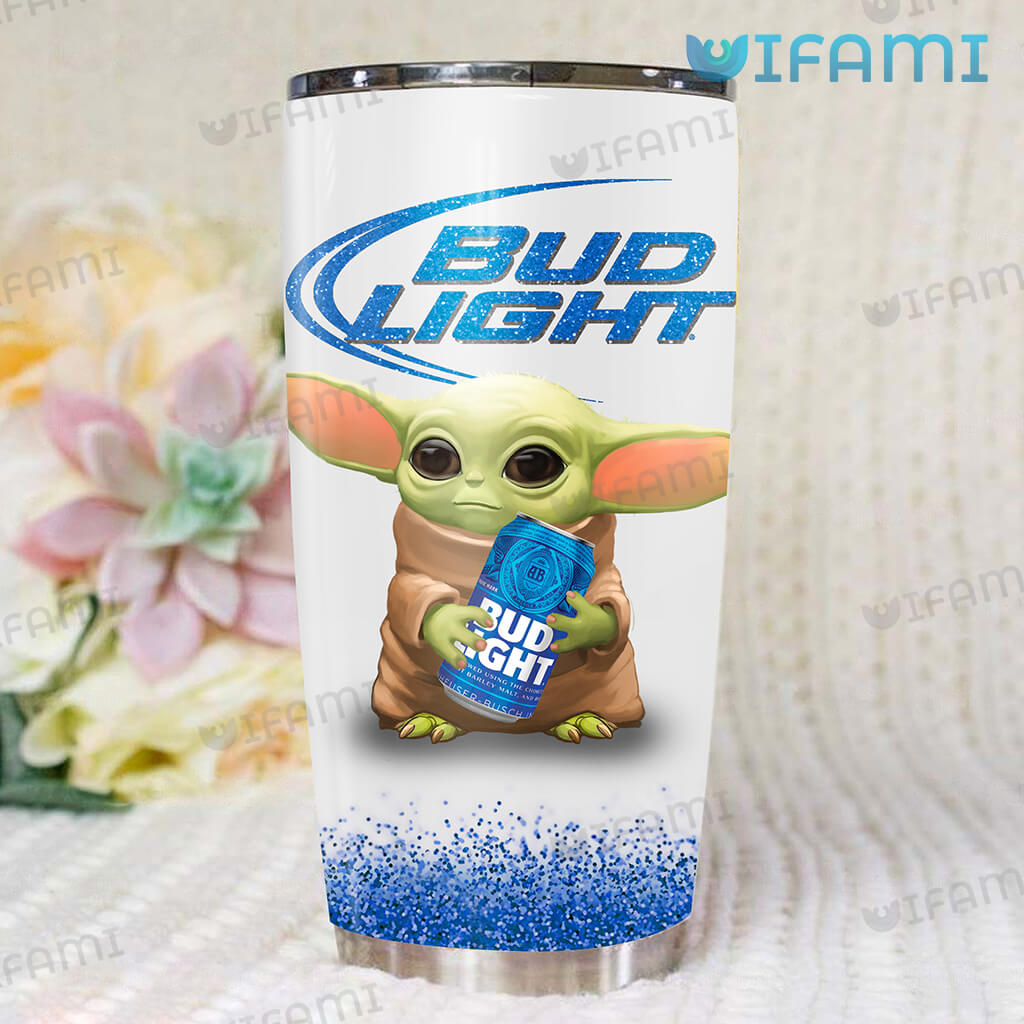 Cute Bud Light  Baby Yoda Hugging Can Tumbler Beer Lovers Gift