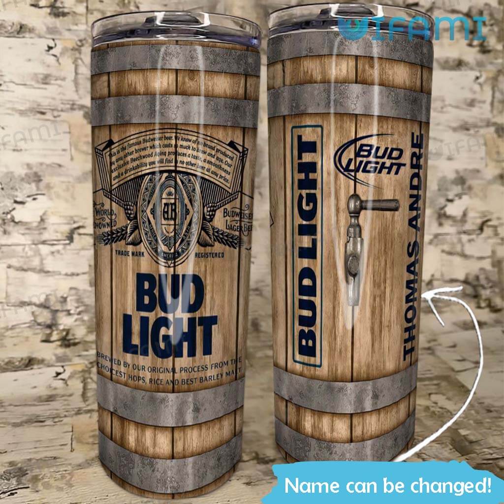 Custom Name Bud Light  Beer Barrel Art Tumbler Beer Lovers Gift