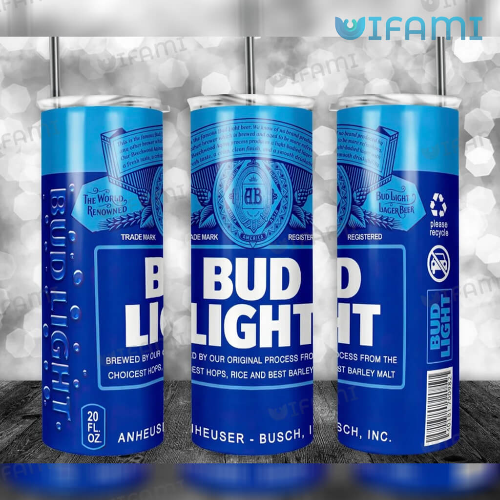 Blue Bud Light Logo Label Tumbler  Beer Lovers Gift