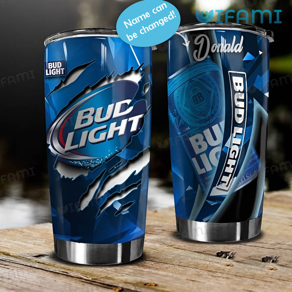 Cool Custom Name Bud Light Logo Scratches  Tumbler Gift For Beer Lovers