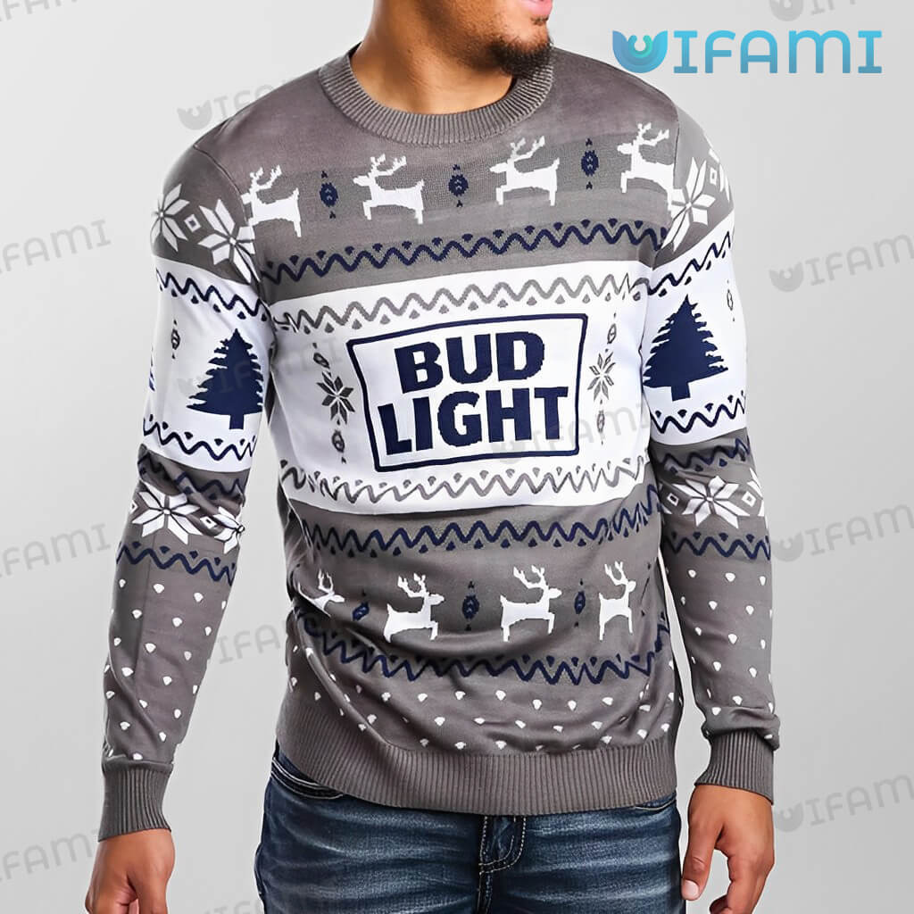 Adorable Bud Light Ugly Christmas Reindeer Xmas Sweater Gift