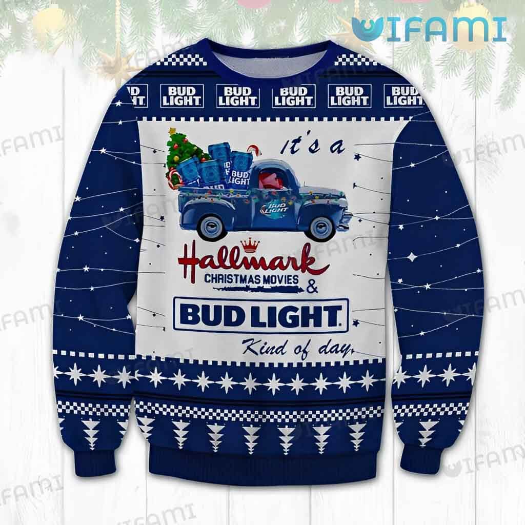 Vintage Bud Light Hallmark Christmas Movie Ugly Sweater Beer Lover Gift